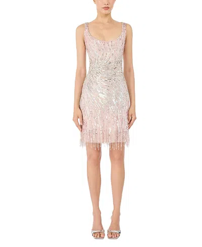 Jenny Packham Swirly Sequin-embelished Mini Dress In Pink