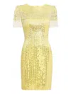 Jenny Packham Swish Beaded-embellished Fringed Mini Dress In Yellow