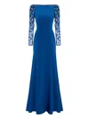 Jenny Packham Sylvia Sequin-embellished Long-sleeve Dress In Blue