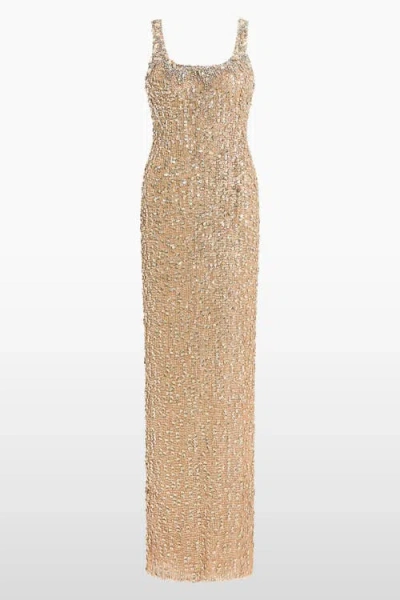 Jenny Packham Tatianna Sequin-embellished Maxi Dress In Brown