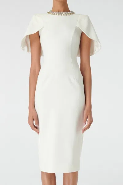 Jenny Packham Thalia Beaded Short Sleeve Dress In White