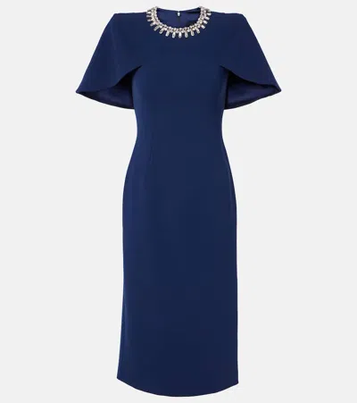 Jenny Packham Thalia Crystal-embellished Crêpe Midi Dress In Blue