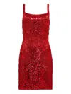 Jenny Packham Tina Sequin Fringe Mini Dress In Red