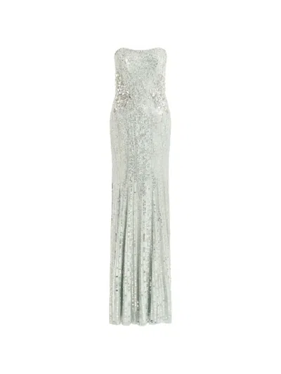 Jenny Packham Topaz Sequin-embellished Maxi Dress In Metallic