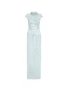 Jenny Packham Treasure Beaded High-neck Maxi Dress In Blue