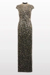 Jenny Packham Treasure Embellished Cap-sleeve Column Gown In Black