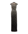 Jenny Packham Treasure Embellished Cap-sleeve Column Gown In Animal Print
