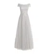 Jenny Packham Tulle Crystal Shayla Gown In Silver