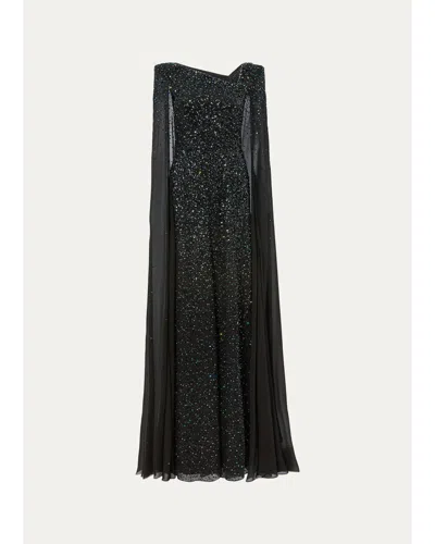 Jenny Packham Twilight Embellished Gown In Black