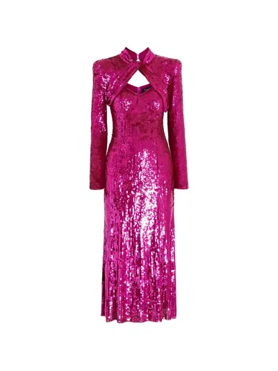 Jenny Packham Twisted Cutout Sequined Maxi Dress In Blue