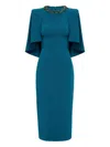 Jenny Packham Ursa Embellished-neck Midi Dress In Blue