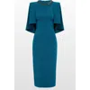 Jenny Packham Ursa Embellished-neck Midi Dress In Blue