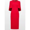 Jenny Packham Ursa Cape-effect Crystal-embellished Crepe Midi Dress In Red