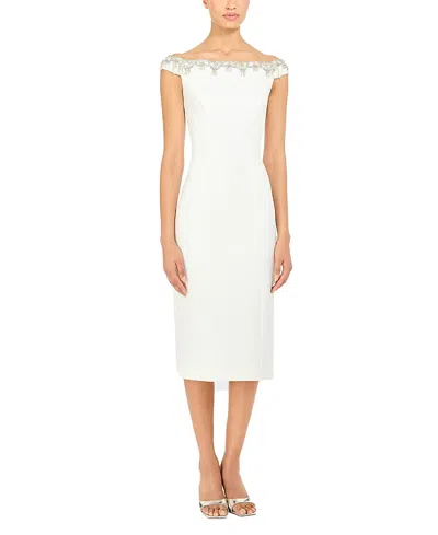 Jenny Packham Valorie Beaded Off-shoulder Midi Dress In White