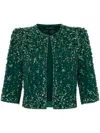 Jenny Packham Vanity Beaded Cropped Jacket In Green