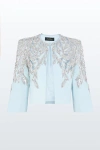 Jenny Packham Satin Embellished Versalilles Jacket In Blue