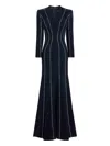 Jenny Packham Victoire V-neck Embellished Gown In Blue