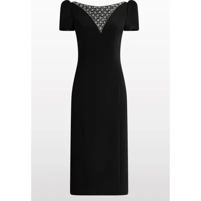 Jenny Packham Vienna Embellished Puff-sleeve Midi Dress In Black