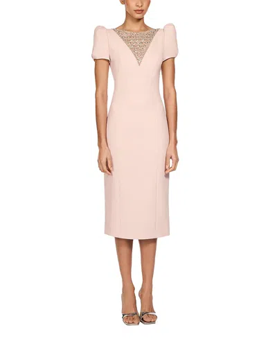 Jenny Packham Vienna Embellished Puff-sleeve Midi Dress In Pink