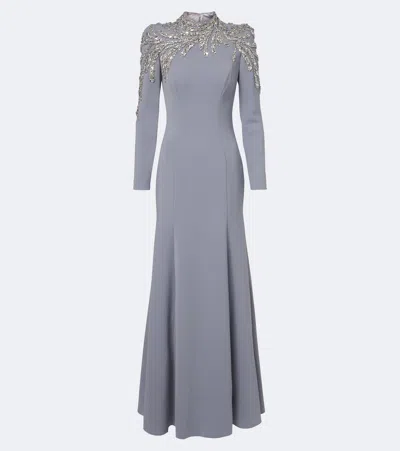 Jenny Packham Viper Crystal-embellished Gown In Gray