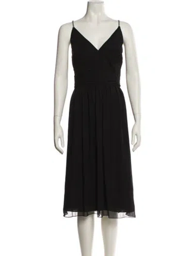 Pre-owned Jenny Packham V-neck Midi Length Dress In Blue