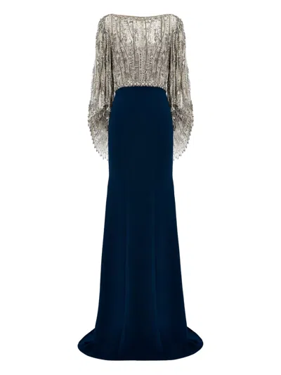 Jenny Packham Wanderlust Sequin-embellished Maxi Dress In Blue