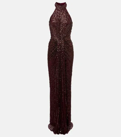 Jenny Packham Whisper Embellished Gown In Brown