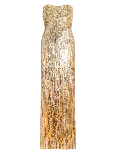 JENNY PACKHAM WOMEN'S CESONIA EMBELLISHED STRAPLESS COLUMN GOWN