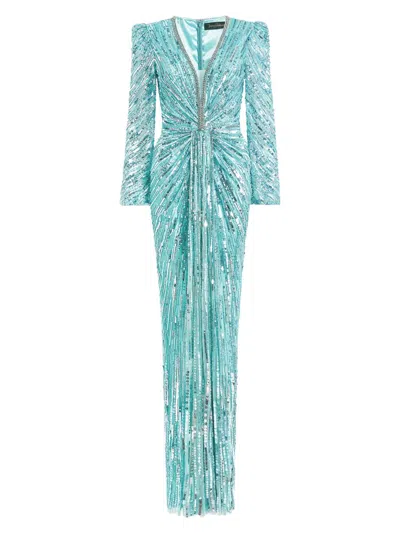 JENNY PACKHAM WOMEN'S DARCY EMBELLISHED V-NECK GOWN