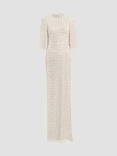 Jenny Packham Women's Sedona Embellished Split-sleeve Column Gown In Gray