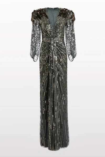 Jenny Packham Xenia Sequin-embellished Maxi Dress In Metallic