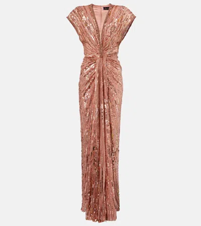 Jenny Packham Zola Embellished Gown In Brown