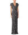 Jenny Packham Zola Sequin-embellished V-neck Maxi Dress In Silver