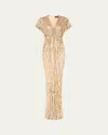 Jenny Packham Zola Sequined Crystal-trim Tulle Gown In Illusiongold