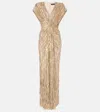 Jenny Packham Zola Sequined Tulle Gown In Gold