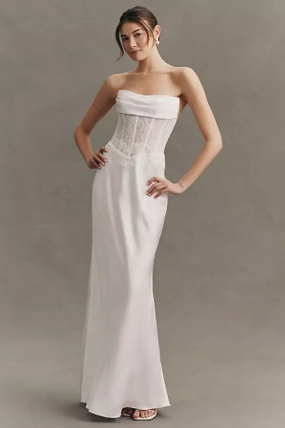 Jenny Yoo Anthropologie Weddings X  Danica Strapless Corset Maxi Dress In White