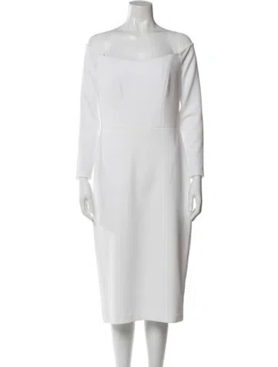 Pre-owned Jenny Yoo Bateau Neckline Knee-length Dress In White