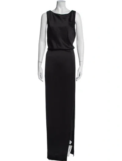Pre-owned Jenny Yoo Bateau Neckline Long Dress In Black