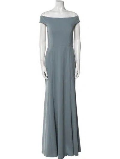 Pre-owned Jenny Yoo Bateau Neckline Long Dress In Blue
