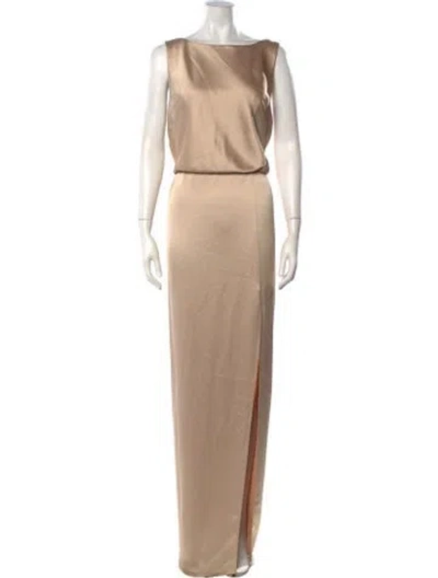 Pre-owned Jenny Yoo Bateau Neckline Long Dress In Neutrals