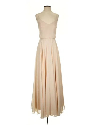 Pre-owned Jenny Yoo Collection Cocktail Dress In Tan
