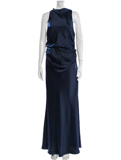 Pre-owned Jenny Yoo Cowl Neck Long Dress In Blue
