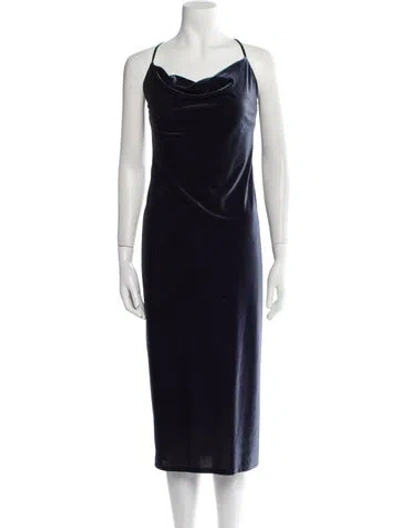 Pre-owned Jenny Yoo Cowl Neck Long Dress In Blue