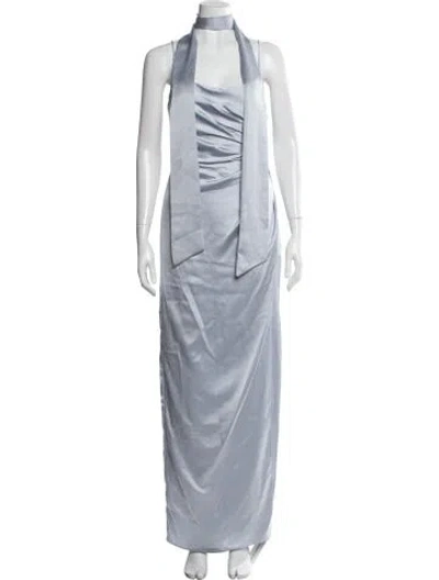 Pre-owned Jenny Yoo Cowl Neck Long Dress In Blue