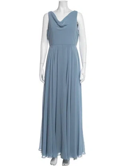 Pre-owned Jenny Yoo Cowl Neck Long Dress In Blue