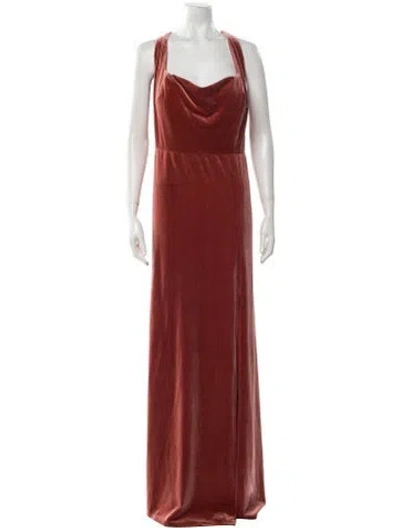 Pre-owned Jenny Yoo Cowl Neck Long Dress In Brown