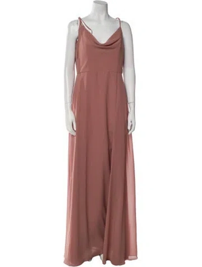 Pre-owned Jenny Yoo Cowl Neck Long Dress In Brown