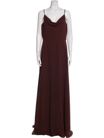Pre-owned Jenny Yoo Cowl Neck Long Dress In Brown