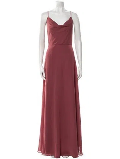 Pre-owned Jenny Yoo Cowl Neck Long Dress In Burgundy