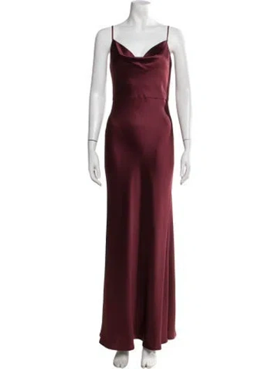 Pre-owned Jenny Yoo Cowl Neck Long Dress In Burgundy